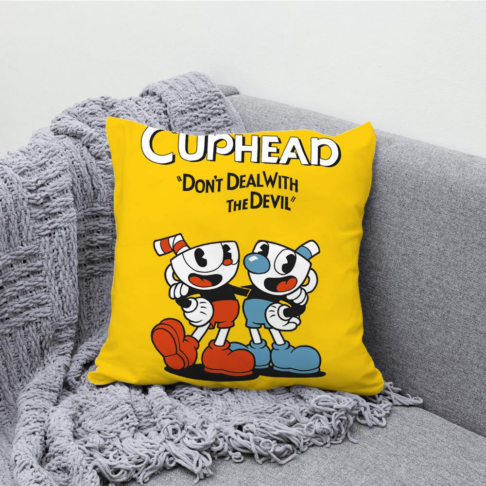 Игра для двух игроков Co Op Чехол на подушку C-Cuphead Мягкий чехол-подушка для декора дивана в деревенском стиле Домашние украшения и Защитный чехол на подушку