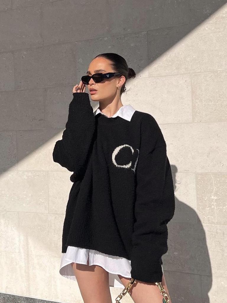 Высококачественный унисекс свитер Cole Buxton CB с жаккардовыми буквами, свободный, с круглым вырезом