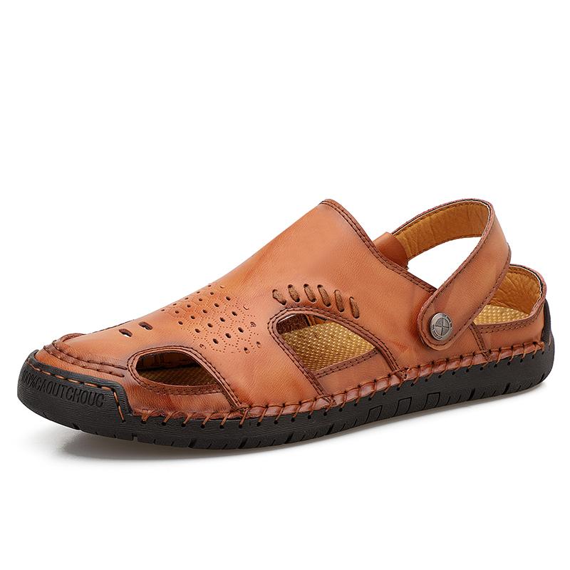 Soft Leather Summer Shoes Classic Roman Beach Flats Dual-Purpose Slippers Soft Outdoor Trekking Sandals Breathable Men's Sandals