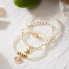 3pcs Classic Metal Starfish Shell Drop Bracelets Set for Women Handmade Imitation Pearls Beaded Bracelets Summer Jewelry Gifts