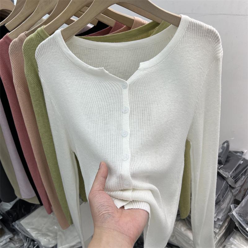 2024 Женский легкий кардиган из шерстяного трикотажа: Мягкая защита от солнца с длинным рукавом для весны/лета