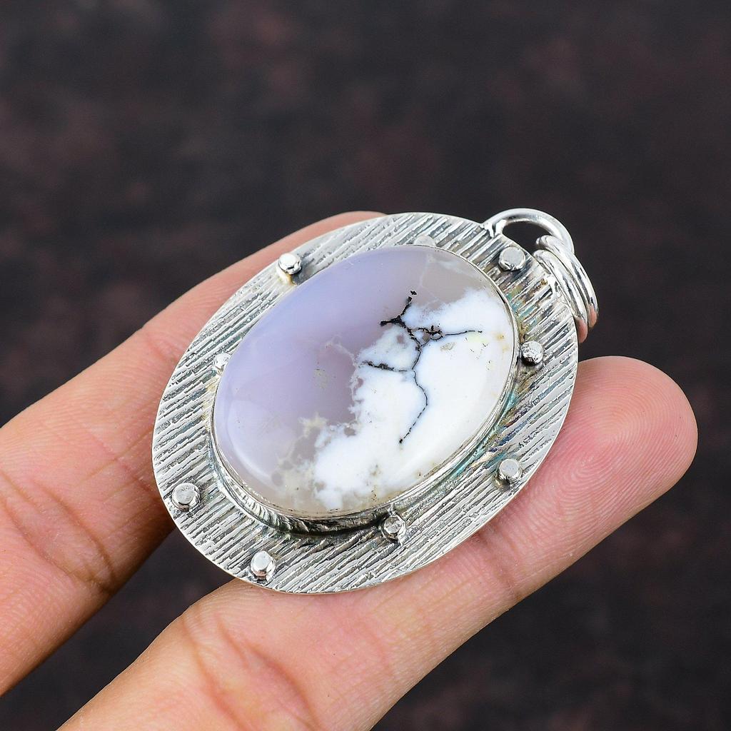 Dendrite Opal Pendant Natural Gemstone Pendant 925 Sterling Silver Pendant Handmade Dendrite Opal Jewelry Gift For Him Unique Style Pendant