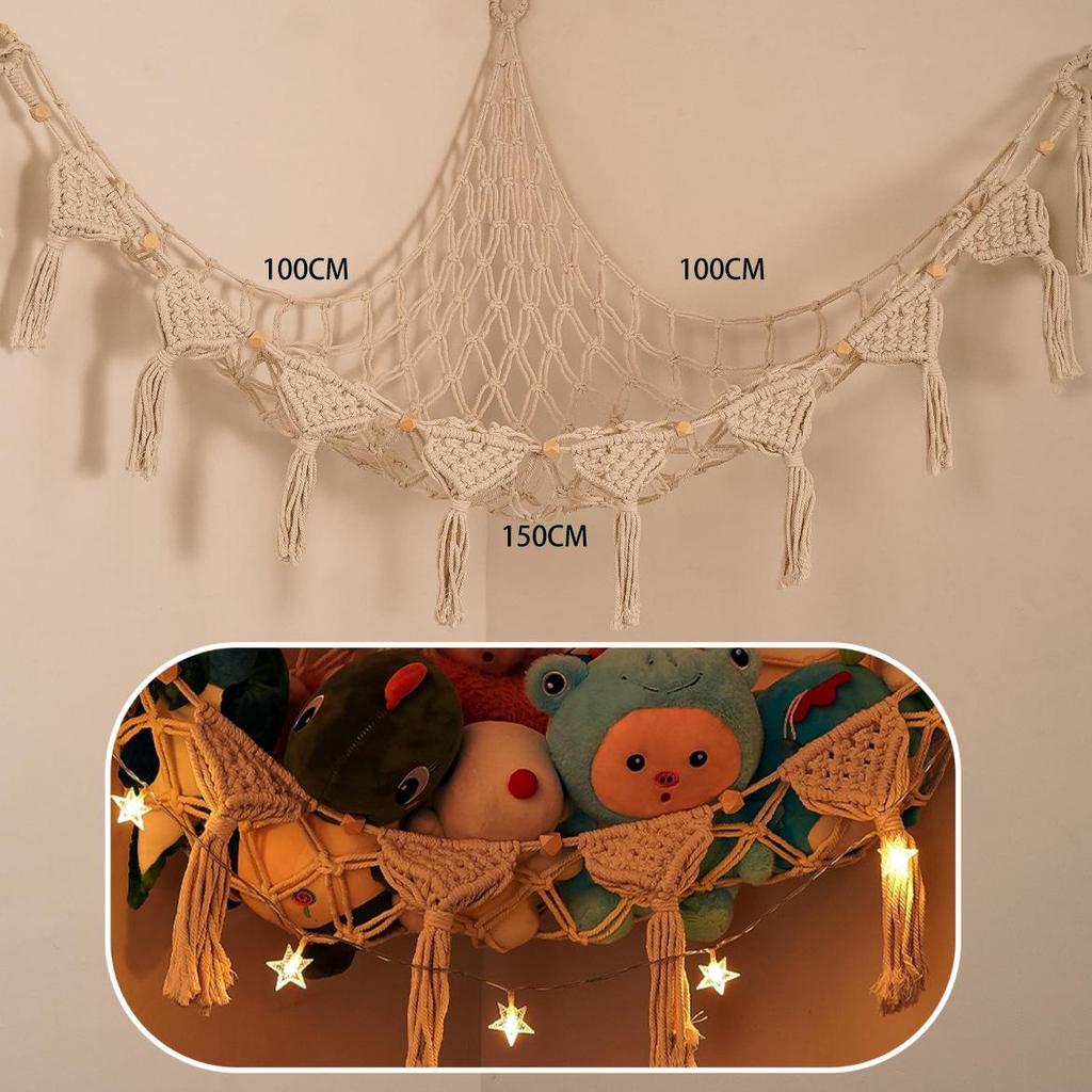 Цветная сетка для хранения плюшевых игрушек в виде треугольника: Хлопковая веревка ручной работы для углового украшения куклы