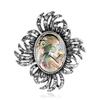 Women Retro Alloy Brooch Breastpin Shell Crystal Inlaid Fashionable Dress Decoration for Ladies