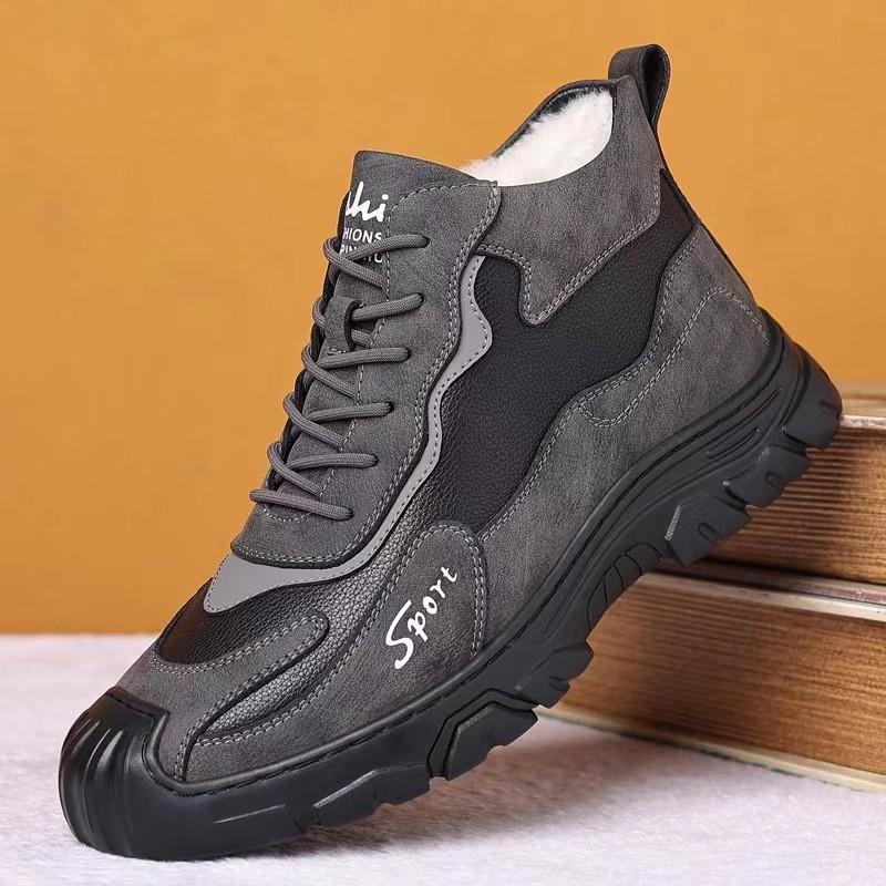 Модные мужские кроссовки на толстой подошве, осень-зима, новые рабочие нескользящие хлопковые кроссовки для бега, мужские износостойкие ботинки на платформе из хлопка