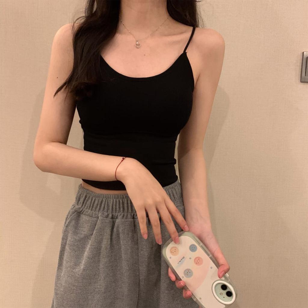 Женский однотонный топ без рукавов с пупком