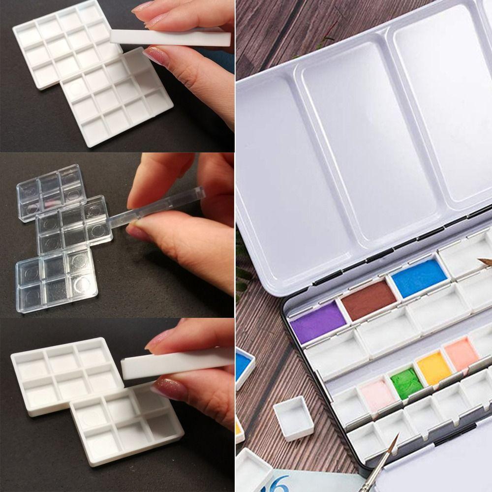 5/20/50pcs White Transparent Empty Half Tiny Pans Watercolor Pans DIY Watercolor Oil Painting