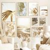 Nordic Golden Leaf Beach Scenery Poster and Print Wall Art Modern Landscape Picture Canvas Painting for Home Decor Living Room