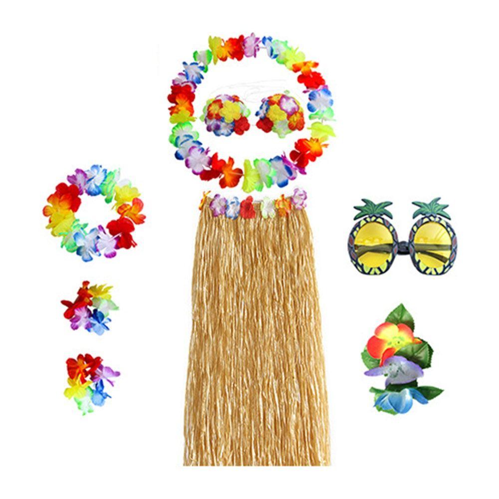 Гавайские принадлежности для вечеринки очки гирлянда ожерелье костюм повязка на голову гавайская хула юбка комплект маскарадный костюм