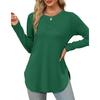 GMXIA Autumn Women's Solid Color Long Sleeve Top Round Neck Loose Casual Base Shirt