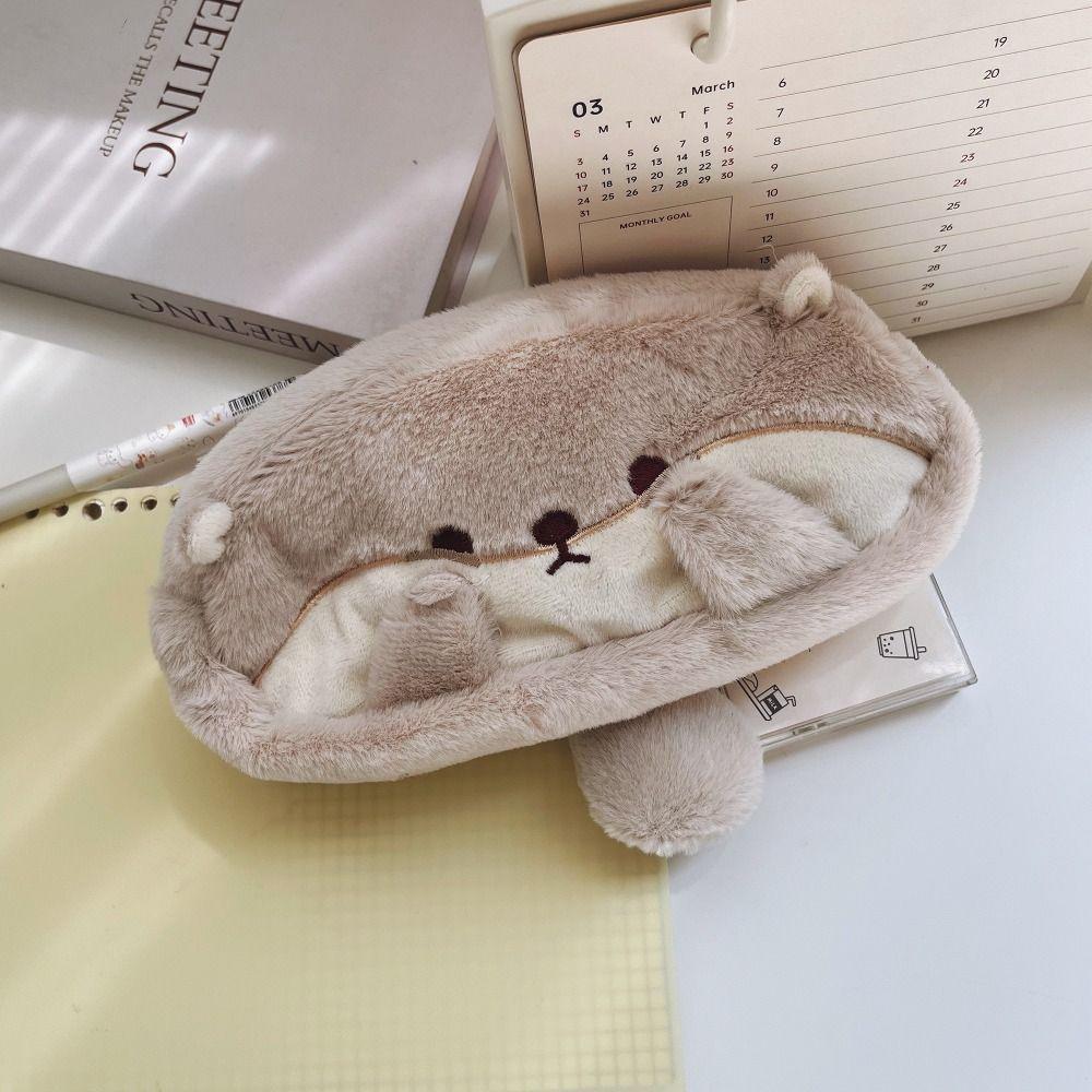 Пенал большой вместимости плюшевый органайзер для канцелярских товаров подарок к школе