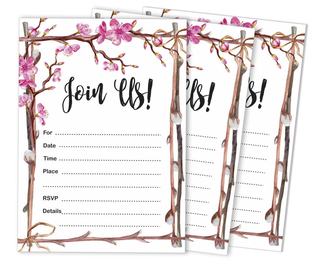 Inkdotpot Упаковка из 30 приглашений «Присоединяйтесь к нам» с конвертами, цветочные акварельные приглашения на вашу свадьбу,