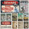 Schnauzer Dog Metal Sign Dachshund Coffee Metal Plate Vintage Style Wall Stickers Metal Poster Cartoon Sweet Home Outdoor Dec