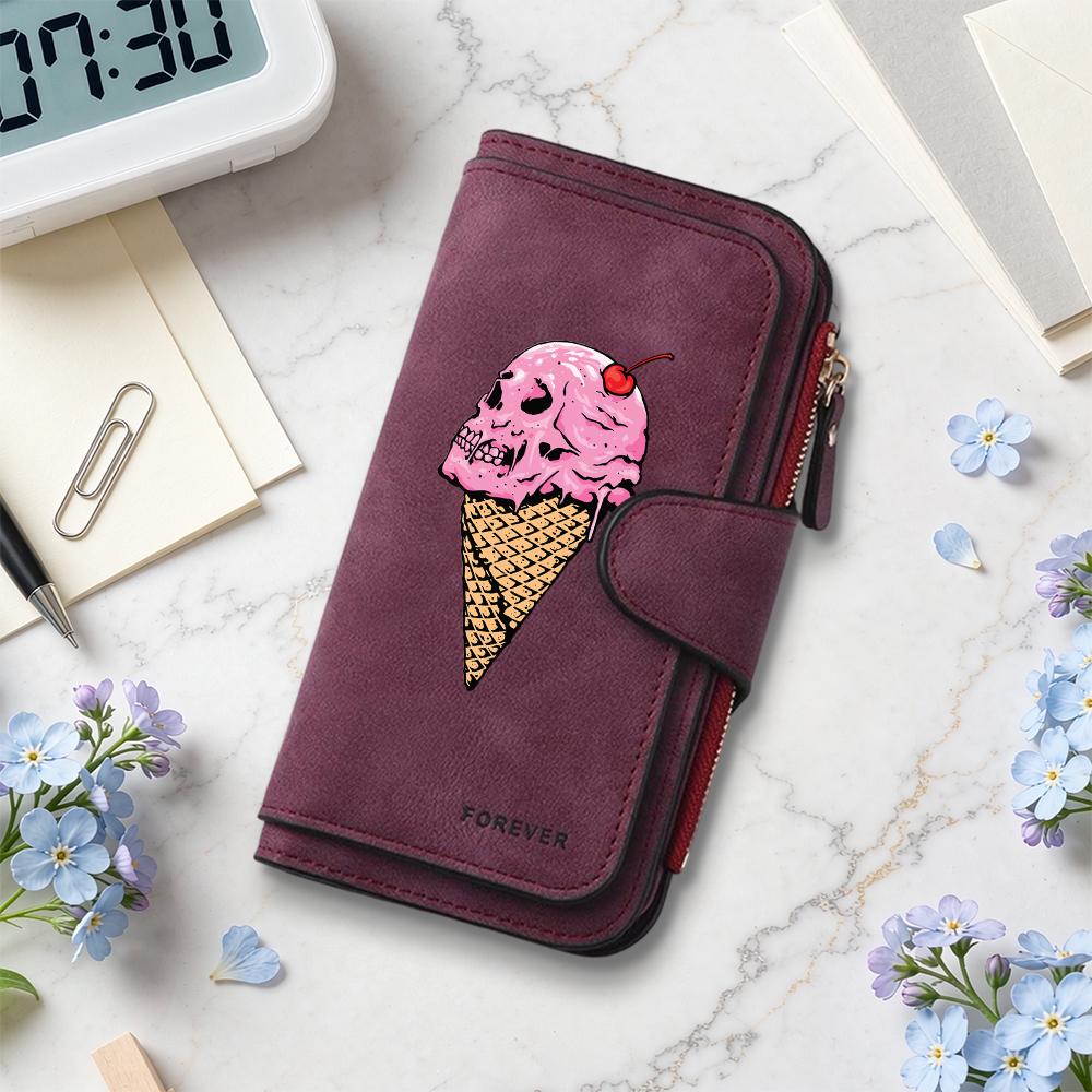 Длинный кошелек с узором из мороженого и черепов Forever Fashion Держатель для кредитных карт Кошелек
