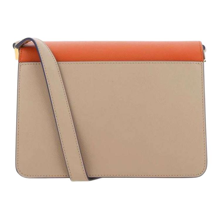 Marni Color Block Snap Closure Calfskin Crossbody Shoulder Bag Medium Women bags Orange SBMPN09U51LV520-Z436B