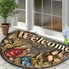 Европейский Винтажный Цветочный Полукруглый Дверной Коврик Вход Нескользящий Износостойкий Декоративный Ковер Украшение для Дома