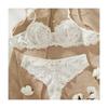 Sexy Lingerie Embroidered Lace Deep V Bra Gather Top Support Sexy Bra White Love Ultra-thin Sex Set