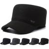 Winter Men'S Hat Fleece Thickened Ear Protectors Woolen Flat Top Hat Middle-Aged Elderly Hat Outdoor Warm Cotton Hat