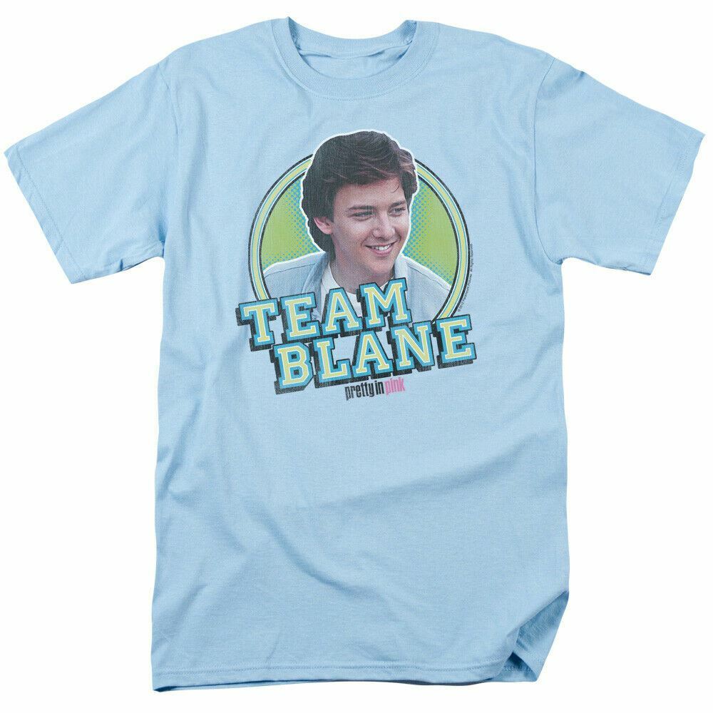 Pretty in Pink Team Blane T Shirt Mens Licensed 80s Movie Tee Light Blue
