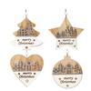 1/4Pcs Wooden Merry Christmas Ornament Farmhouse Rustic Xmas Tree Hanging Double Layer Splicing Love Heart Star Round Shape Holiday Decoration