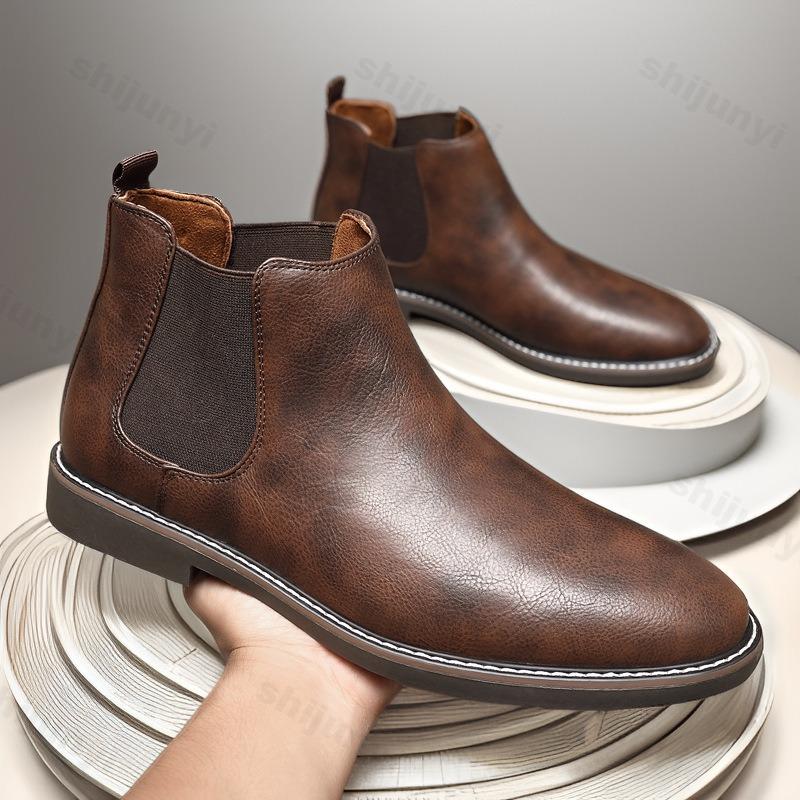 Fashion Mens Business Casual Leather Boot 2025 Autumn Fashion Chelsea Boots Brand British Style Short Boots Men Ankle Dress Shoes Botas