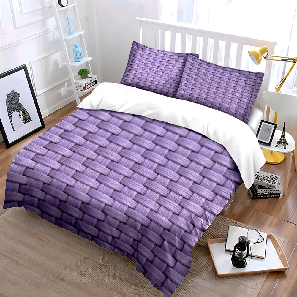 Purple woven basket pattern. Bedding sets Duvet cover sets Duvet covers Pillowcases(1 * Duvet Cover 2 * Pillowcases, without duvet insert)