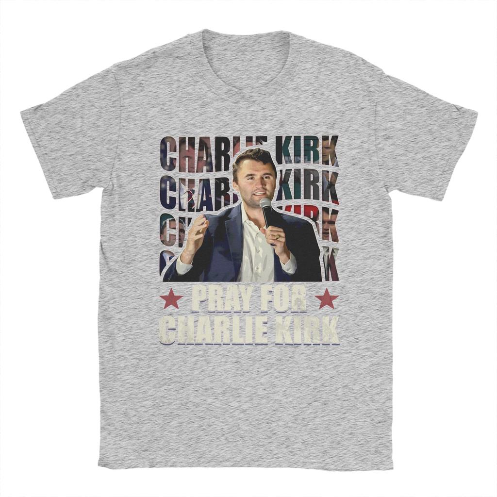 Pray for Charlie Kirk Charlie Kirk 2025 TShirt for Men Novelty Cotton Tees O Neck Short Sleeve T Shirt Birthday Present Clothes