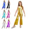 Girl Fancy Dress Up Metallic Sequins Movie Star Singer Bodysuit 70s Disco Dance Retro Cosplay Jumpsuit High Waist Jazz Dancewear