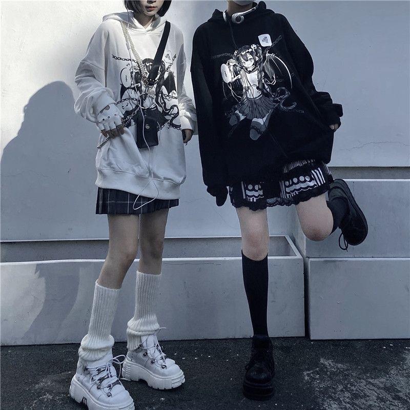 Новая толстовка с капюшоном для девочек, топы Y2k в готическом стиле, двумерная анимация, женское весенне-осеннее пальто, топ