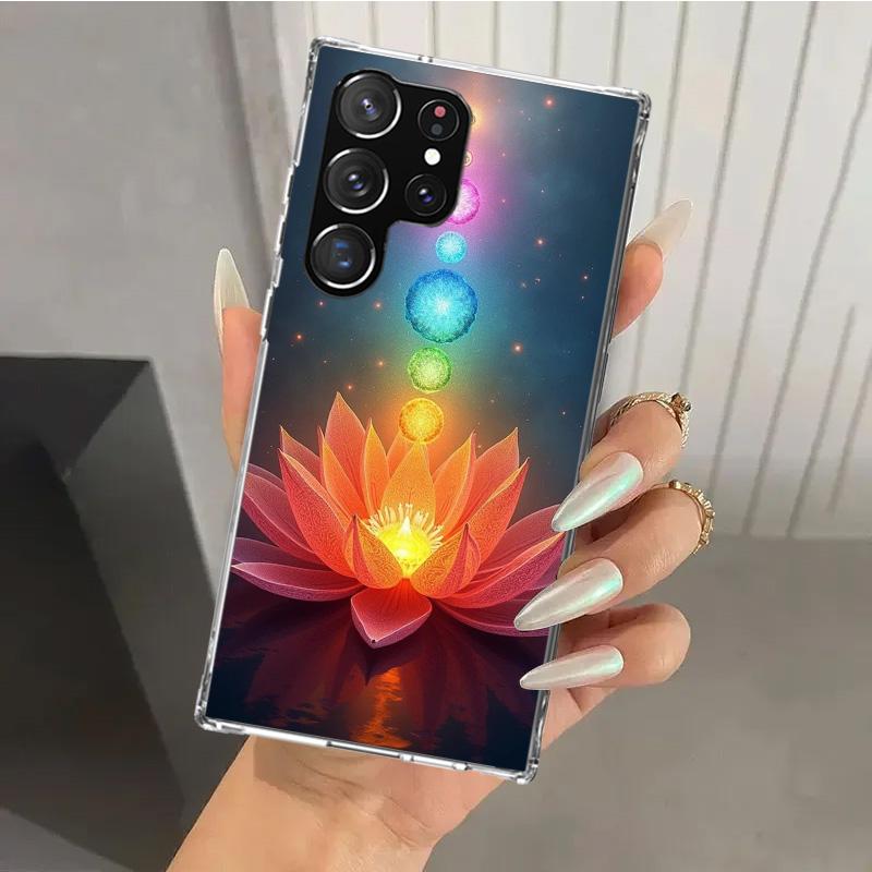 Чехол для телефона Samsung Galaxy S26 S24 S23 Ultra S25 Edge S22 S21 Plus S20 FE + с духовным изображением йога-чакр и Вселенной, мягкая печать