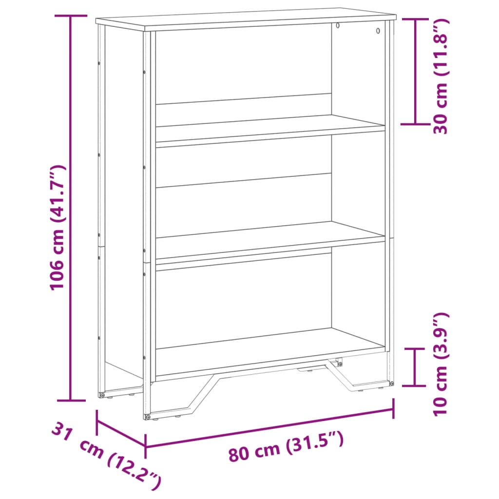 Bookshelf Brown Oak Look 80 x 31 x 106 cm Engineered Wood