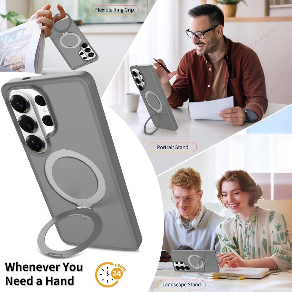 Матовый магнитный чехол для телефона Samsung Galaxy S26 S23 S22 S24 S25 FE Ultra Edge Magsafe Металлическая подставка Защита зарядки Чехол