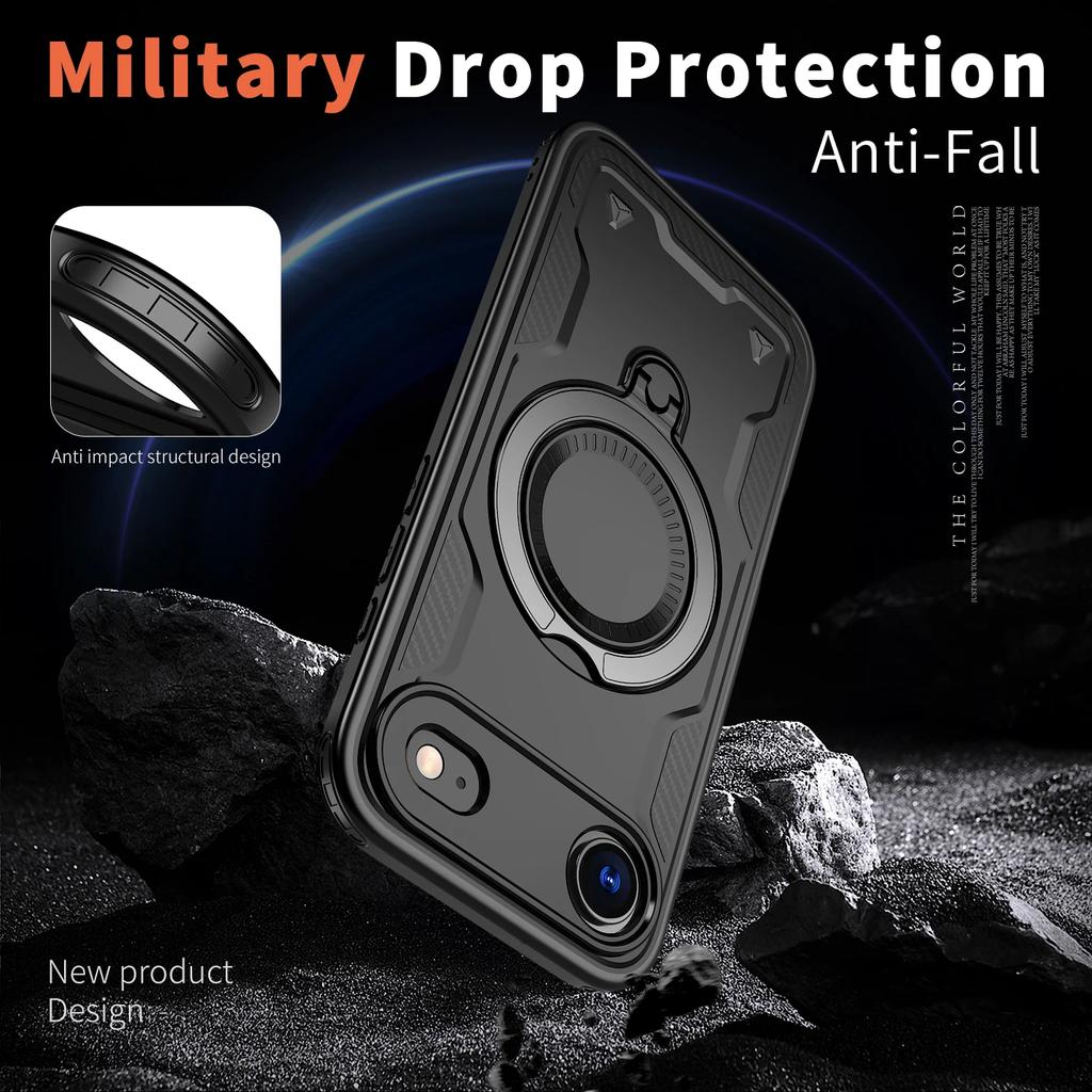 Защитный чехол для iPhone Air 17 Pro Max 16 15 13 12 14 Plus iPhone17 Двухслойный Прочный Чехол-подставка с кольцом