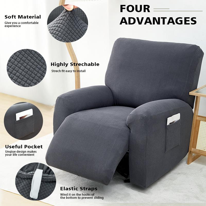 4 Pcs Jacquard Recliner Sofa Cover Stretch Functional Lazy Boy Relax Armchair Cover Couch Cover Furniture Protector Anti-Dust