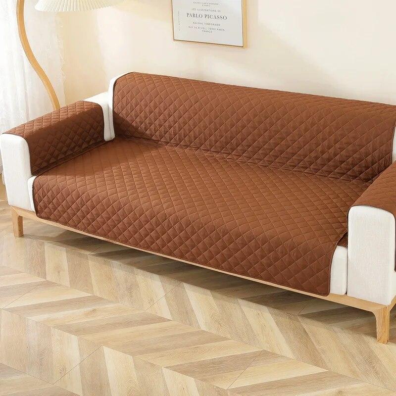 Durable Simplicity Waterproof Cloth Double-sided Available Plaid Sofa Cover Solid Color Anti-fouling Pet Sofas Covers Reversible