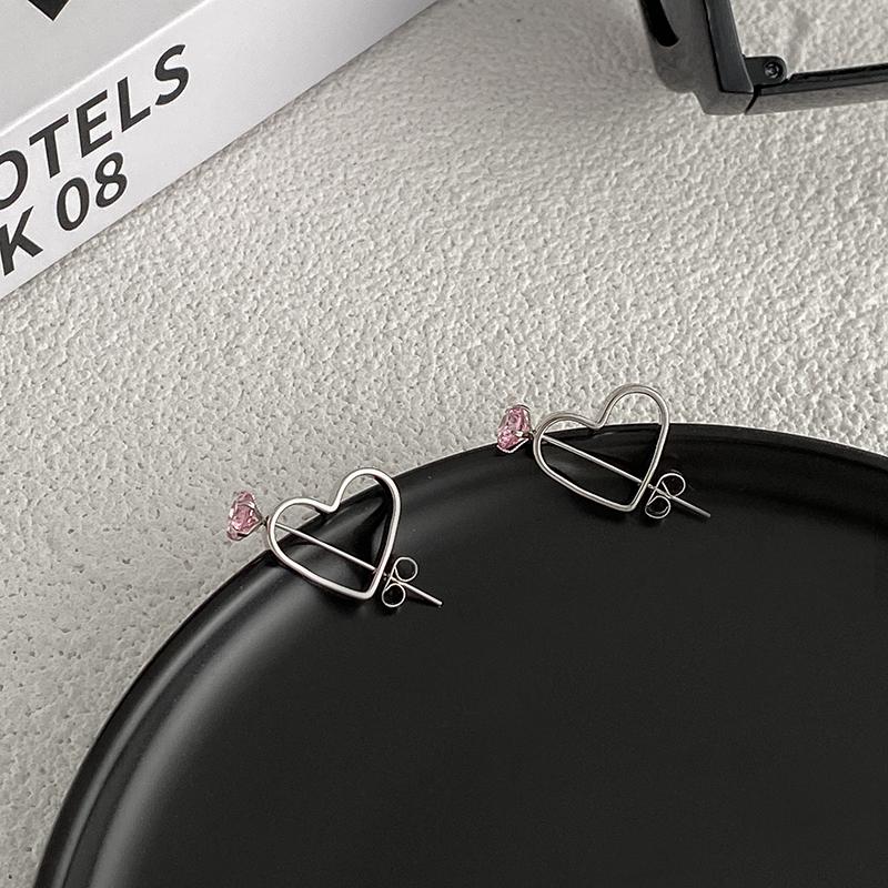 ANENJERY Модные серьги с вырезами в форме сердца для женщин, ювелирные изделия, серебряные серьги, помолвка, подарки для свадебной пары