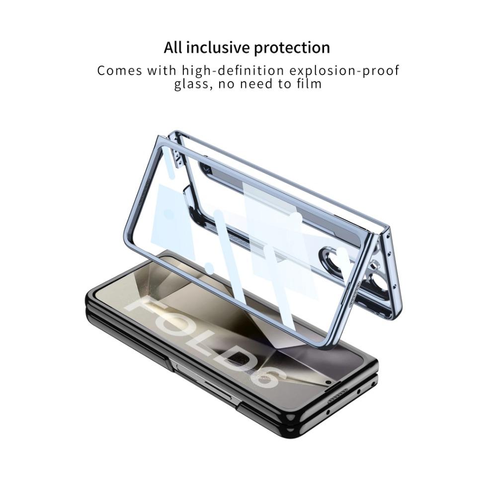 Прозрачный гальванизированный каркас Жесткий ПК чехол для телефона Samsung Galaxy Z Fold 6 5 Чехол противоударный с защитой экрана стилусом