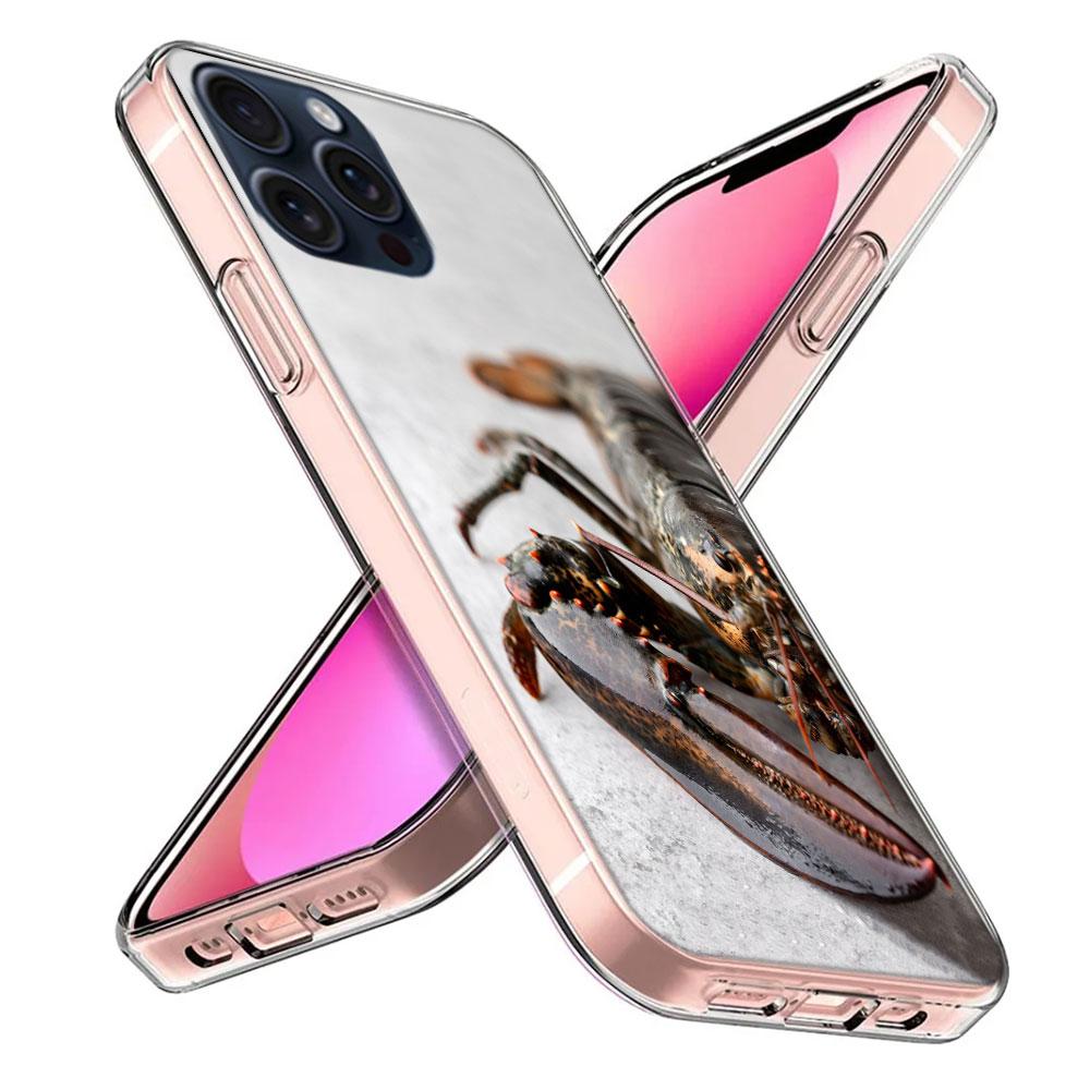 Прозрачный чехол для телефона с живым лобстером для iPhone 17 Air 16 Pro Max 15 Pro 14 Plus 17E 16E 11 13 12 Mini Чехлы Fundas Cell TPU Capa