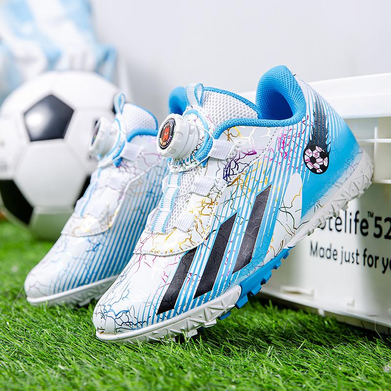 Children's football shoes rotating buttons Boys' training actual combat sneakers Girls' breathable spring and autumn training season