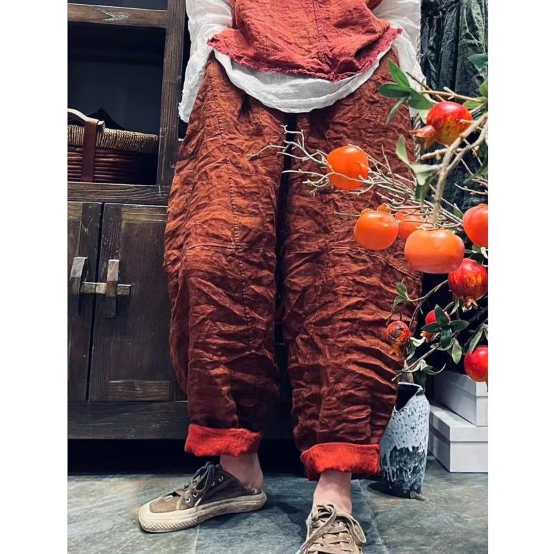 Johnature Женские брюки гаремы однотонные с эластичной талией, карманами, в стиле пэчворк, летние свободные брюки длиной до щиколотки