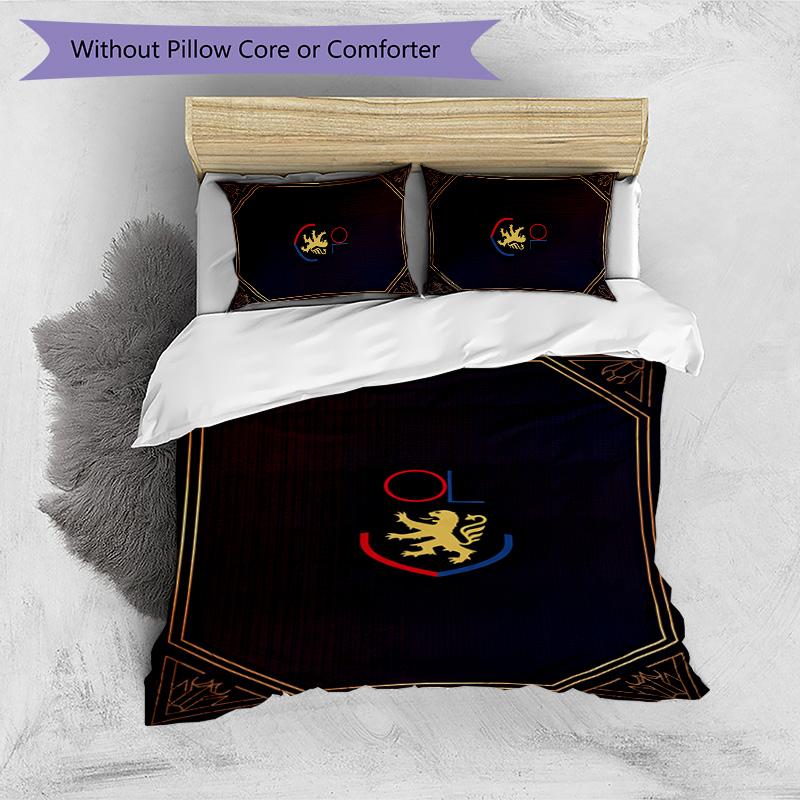 Lyon FC Printed 3PCS Bedding Set Breathable Duvet Cover with Pillowcases Decorative Bed Linen for Bedroom Home