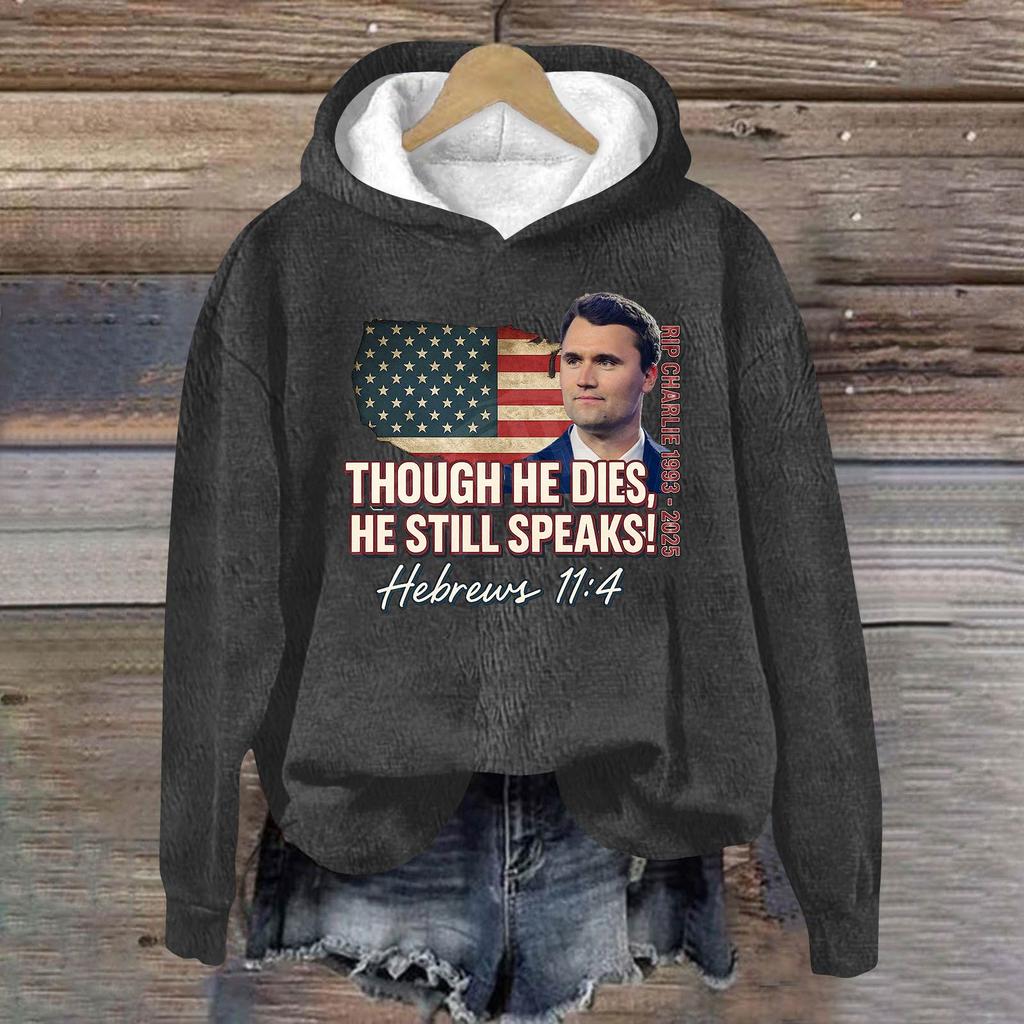 Ladies Fashion Casual Long Sleeve Printed Round Neck Hoodie Pullover Top