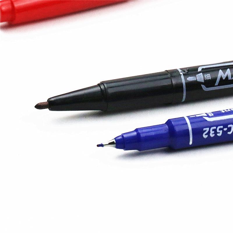 10pcs Dual-side Writing Oil Base Permanent Marker Bold Fine Point CD Metal Liner Office School A6875