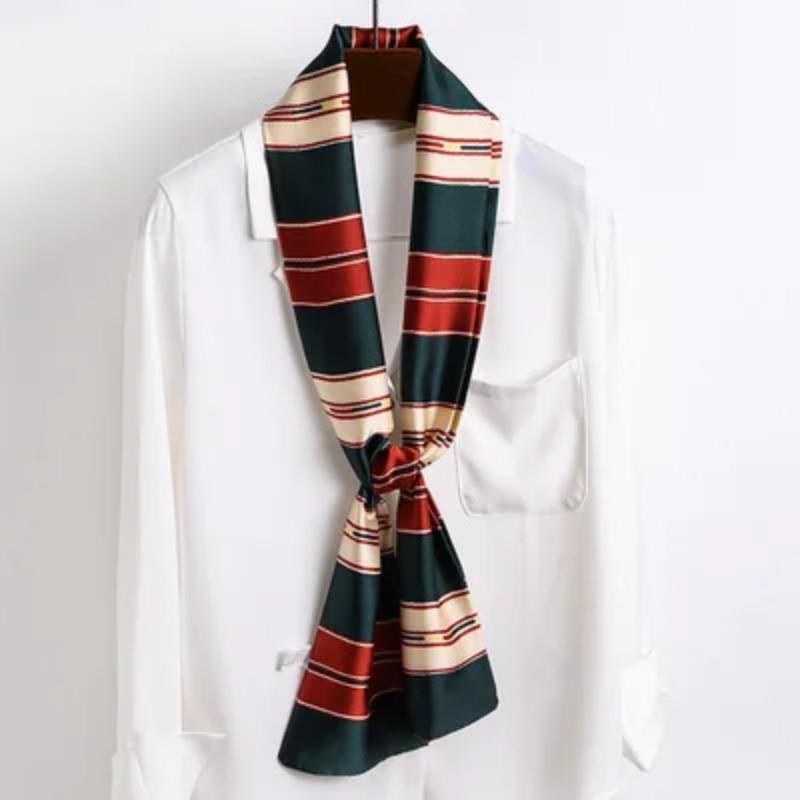 Хиджаб Натуральный Длинный Шелк Женский Принт Элегантные Шейные Платки Лента для Волос Головная Повязка Завязка Украшение Ручки Сумки Фуляр Воротник Косынка