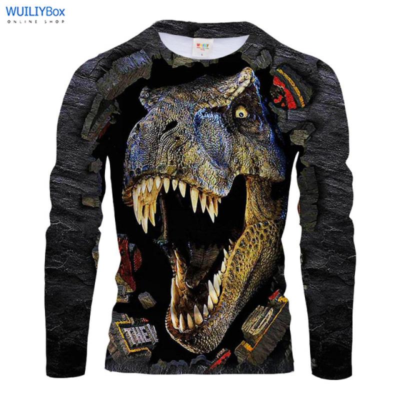 Мужская футболка с драконом, повседневная футболка с 3D принтом и длинным рукавом, волшебное животное, графический топ, футболки с уличным узором, мужские/женские футболки в стиле хип-хоп