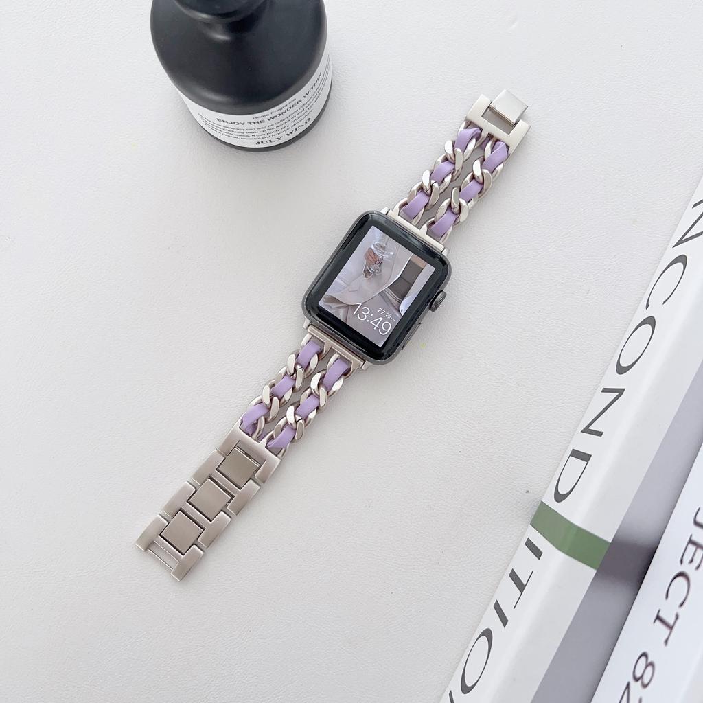 Металлический кожаный ремешок для Apple Watch 49 мм 45 мм 41 мм 44 мм 40 мм 42 мм 36 мм Женский ремешок для часов iWatch Series 10 9 8 7 6 5 4 SE