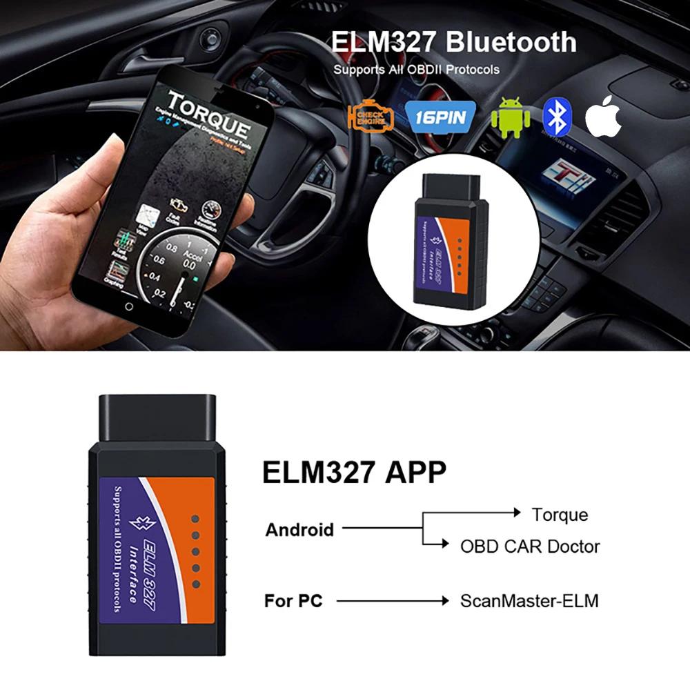 Universal ELM 327 V2.1 OBD2 Bluetooth Reader ELM327 OBDII Automotive Accessories OBD2 Automotive Diagnostic Tool Scanner