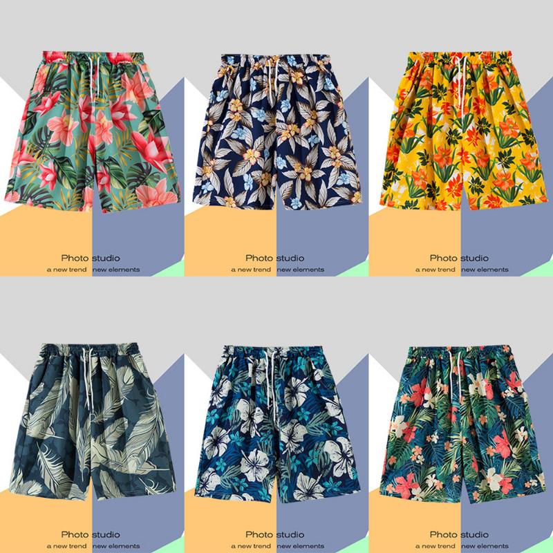 Hawaiian Summer Men Quick-drying Beachwear Plus Size Swimsuit Shorts Male Fashion Casual Loose Hawaii Printing Surf Board Shorts