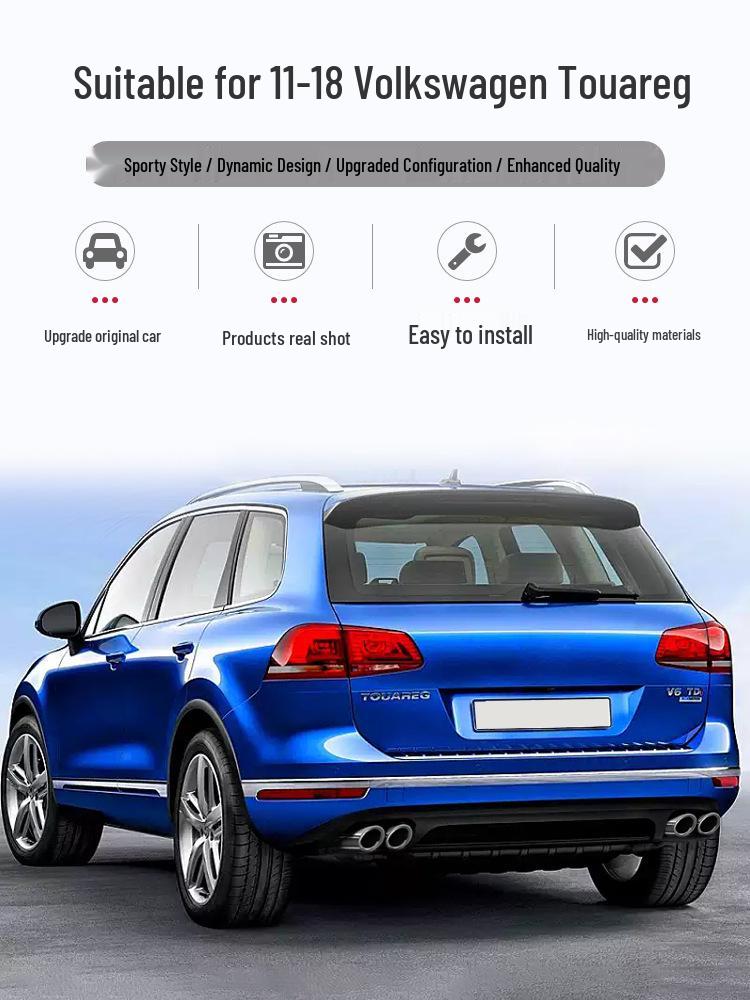 Enhanced Quad-Outlet Exhaust Pipe for 2004-2024 Volkswagen Touareg, Triple-Layer Single-Tip Design