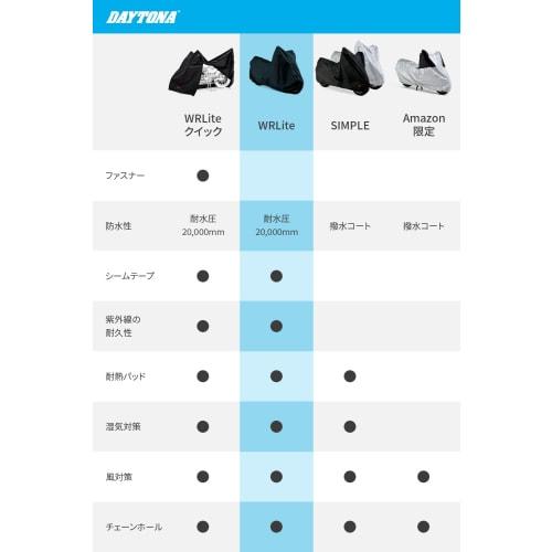 Daytona Bike Cover Water Pressure Resistant 20,000mm Moisture Resistant Heat Resistant with Chain Hole Black Cover WRLite General Purpose LL Size 9794